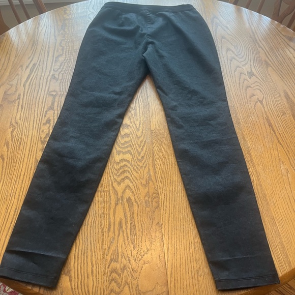 Eileen Fisher Black Coated Pull On High Rise Slim Fit Trouser Pants Size S - Picture 2 of 9